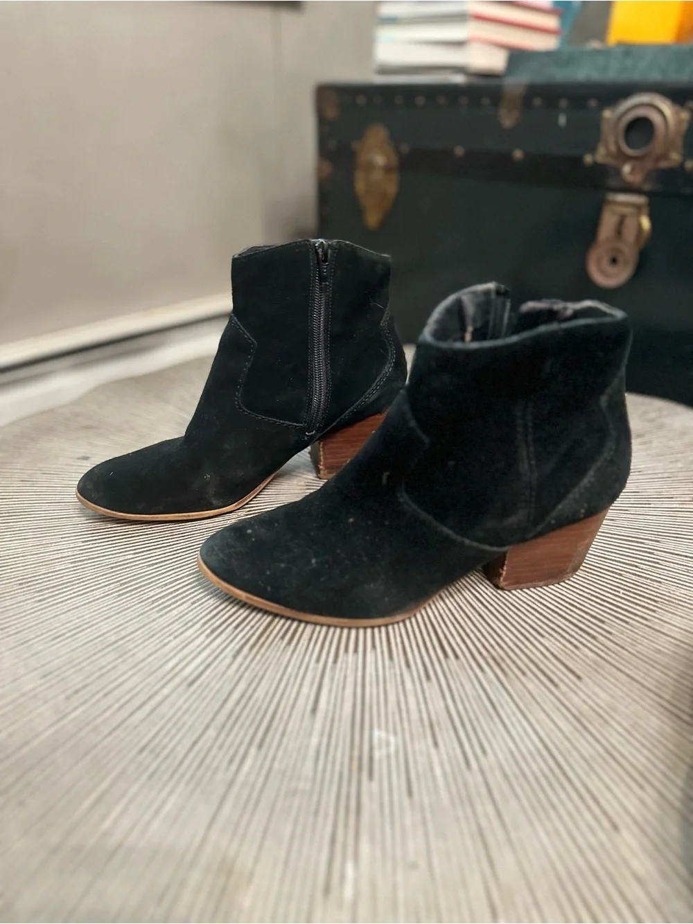 Aldo Black Suede Ankle Boots with Block Heel - Women